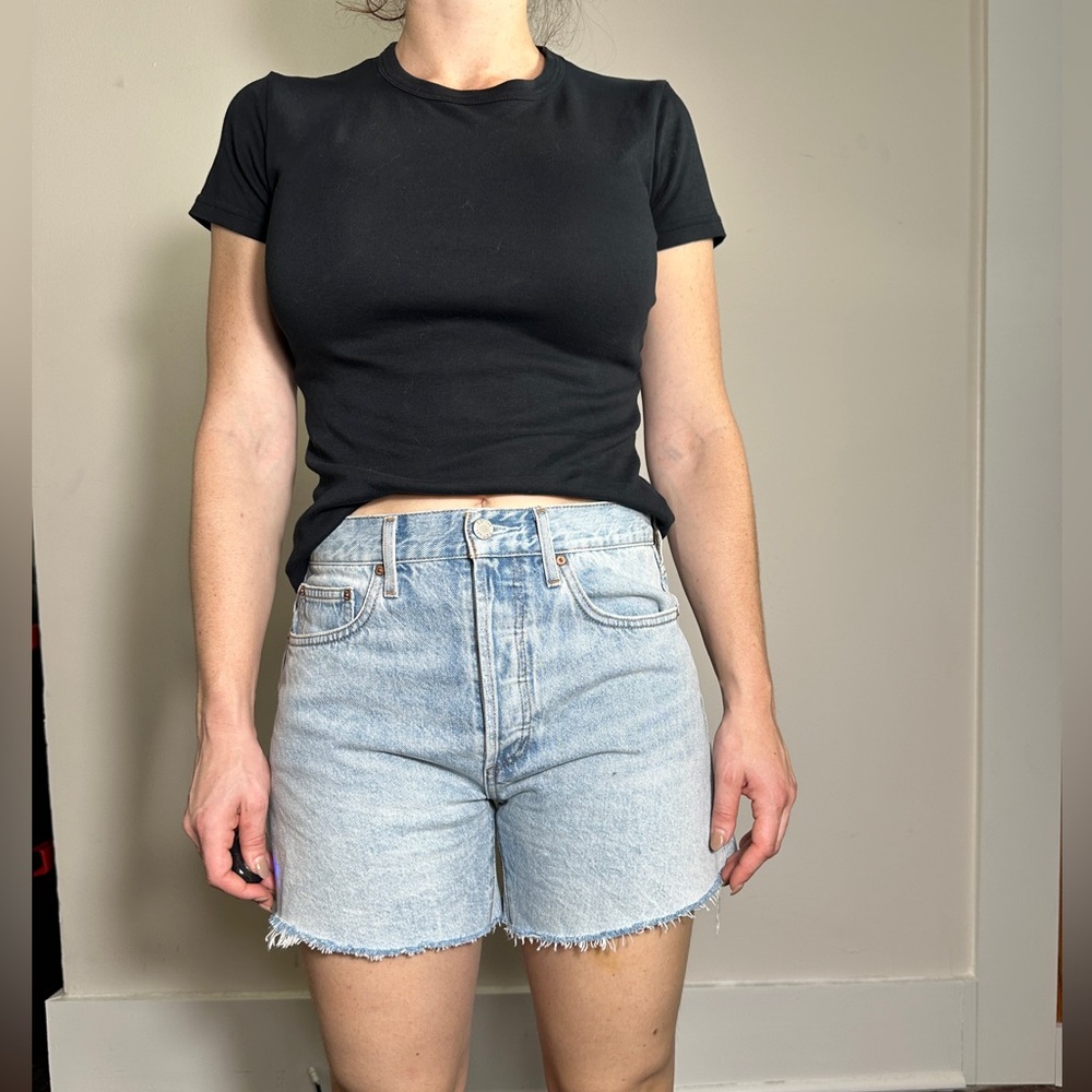 Aritzia DENIM FORUM The Ex-BF Hi Mid-Thigh Denim Short Size 27